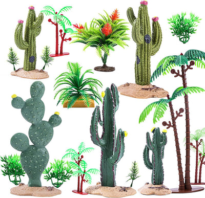 Set 20 Pzas Árbol Artificial Cactus Hierbas Desecho Ferrocarril