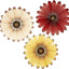 3 Flores Metal Rojo Crema Amarillo Decoración Jardín