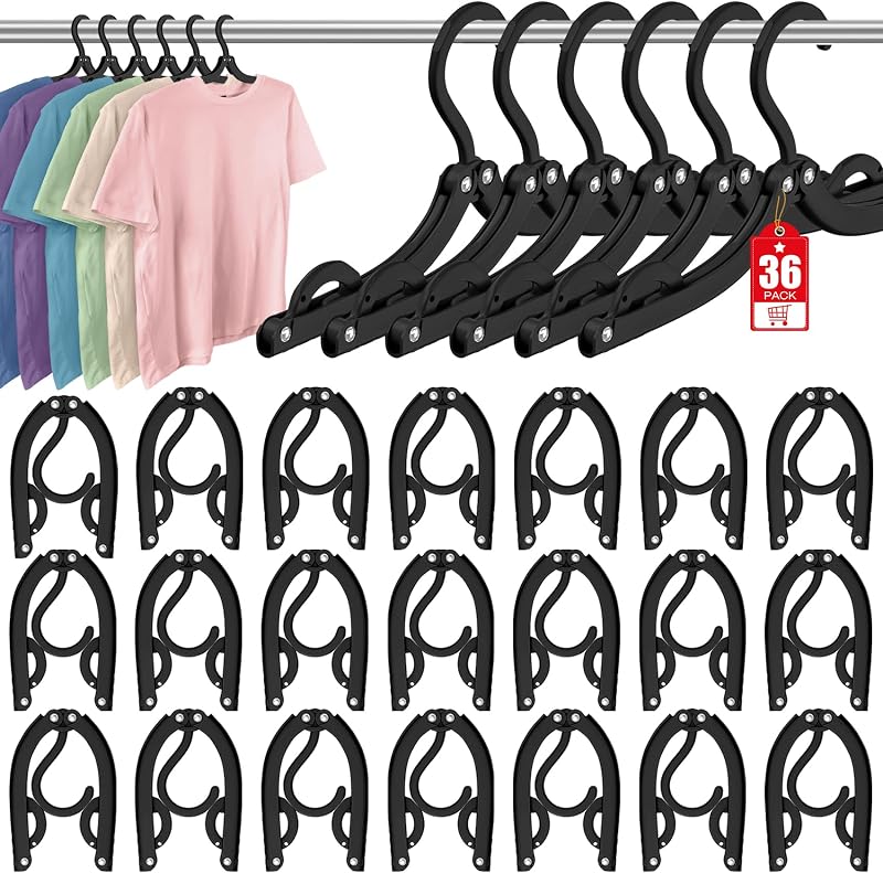 36 Perchas Plegables Viaje Organiz. Plástico Negro Nocturno
