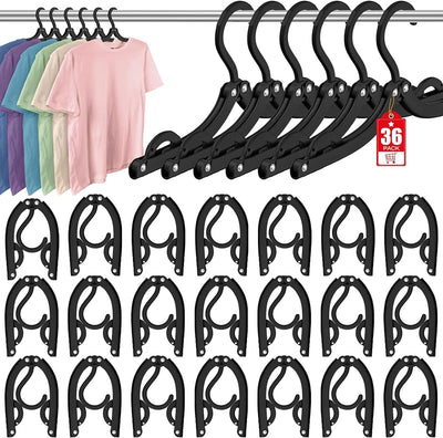 36 Perchas Plegables Viaje Organiz. Plástico Negro Nocturno