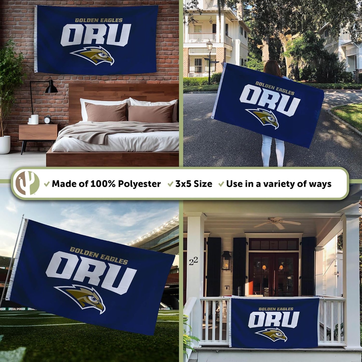 Bandera ORU 3x5ft tela poliéster águilas doradas