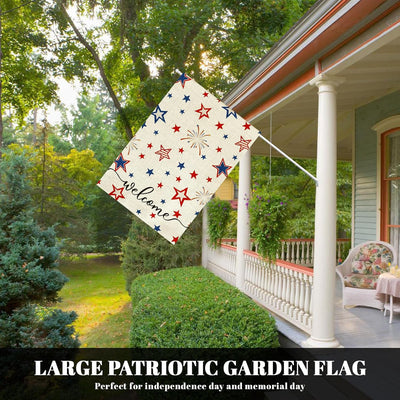 Bandera 4 de Julio 28x40pulg doble cara exterior azul roja