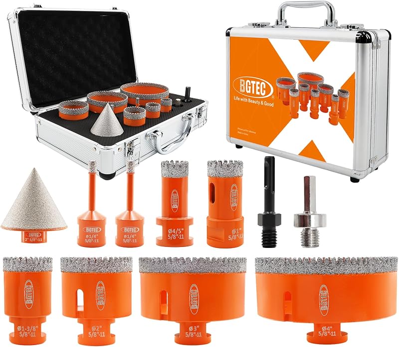 Set 11 Brocas Diamante 5/8-11 Rosca SDS/HEX para Azulejos