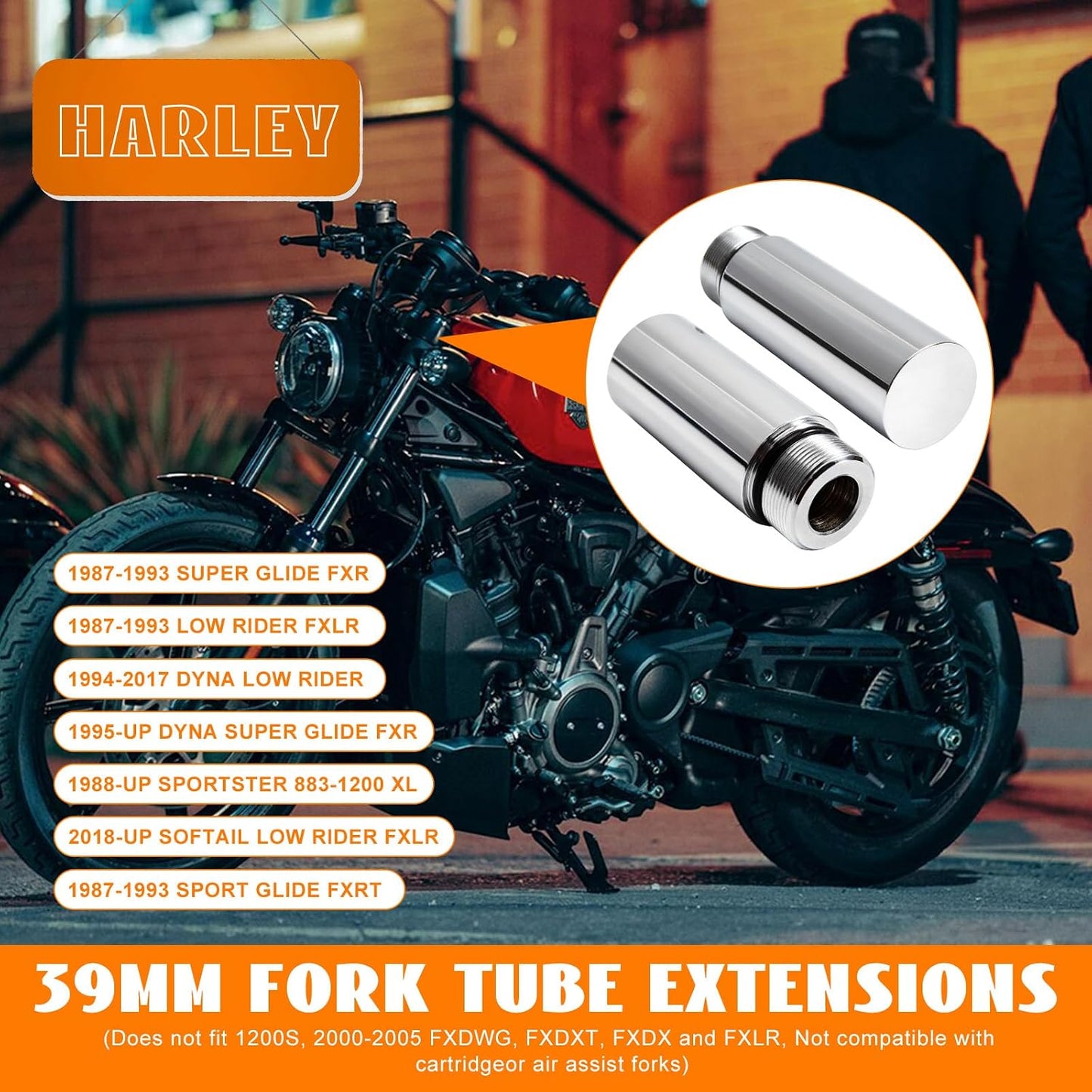 Kit extensión tubo horquilla 39mm cromado comp Harley