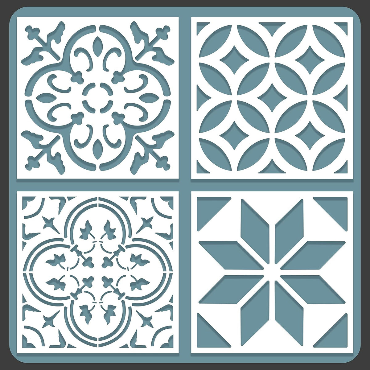 4 Pzas Plantillas Azulejos 12x12pulg Reutilizables