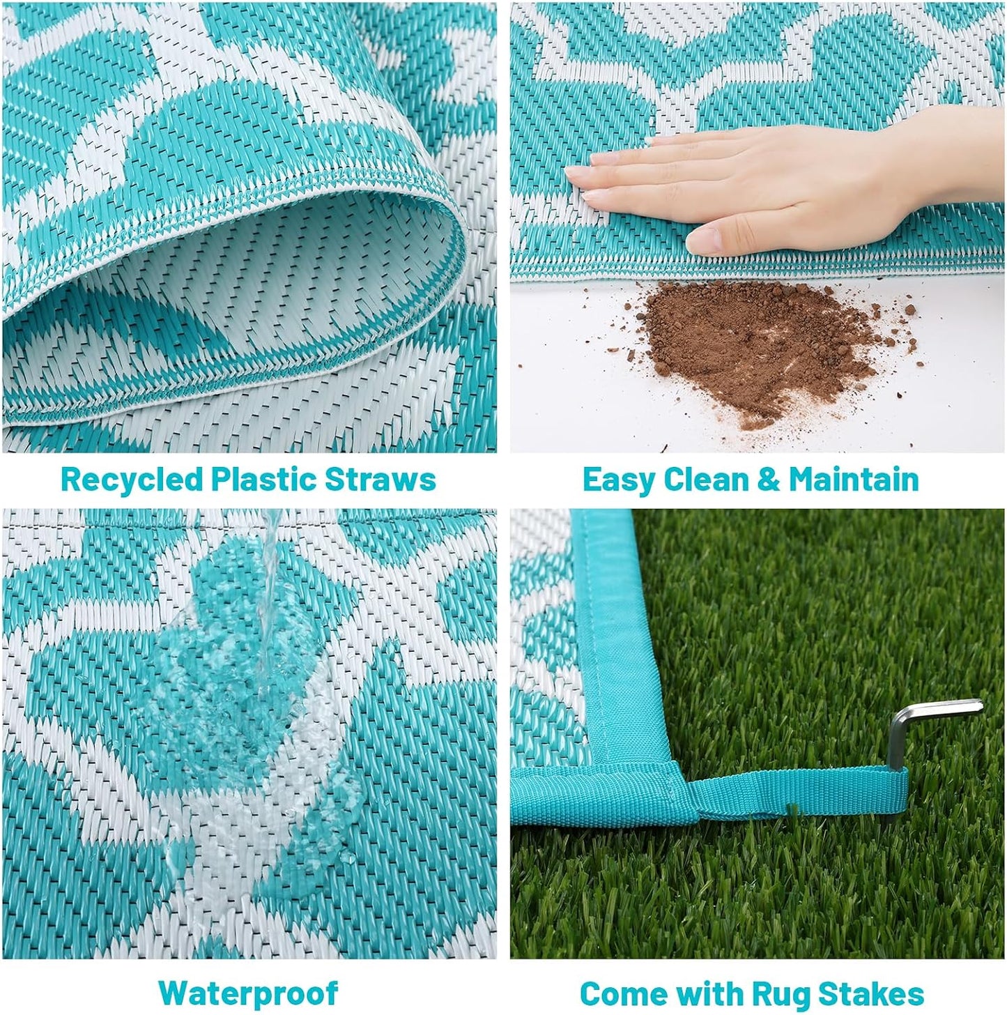 Alfombra exterior impermeable 9x12ft reversible