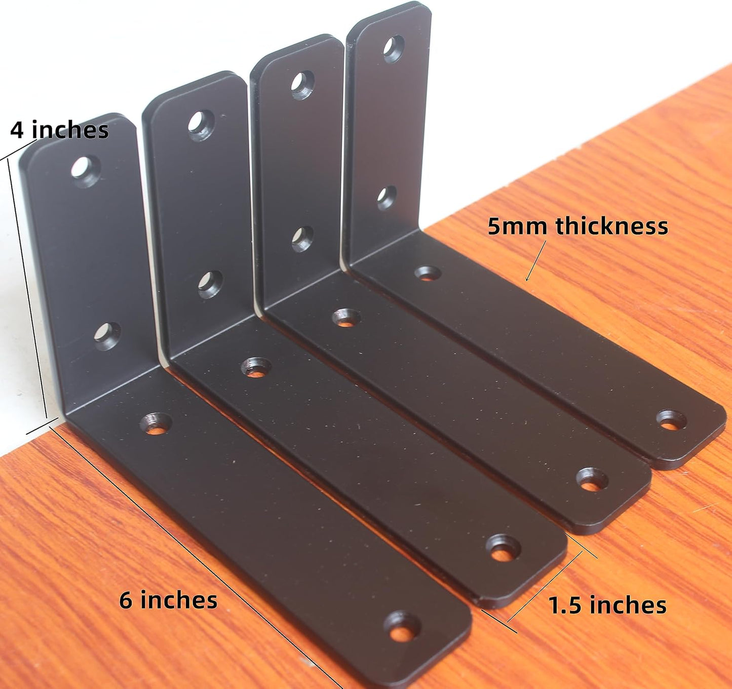 10 Soportes Hierro Negro 6x4x1.5pulg para Estante Flotante