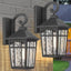Luces pared exterior impermeables negras con vidrio ondas