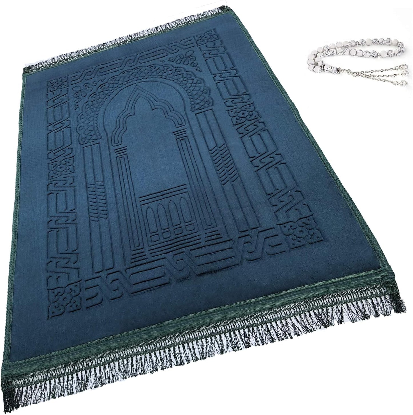 Alfombra oración acolchada sajadah con cuentas Islam