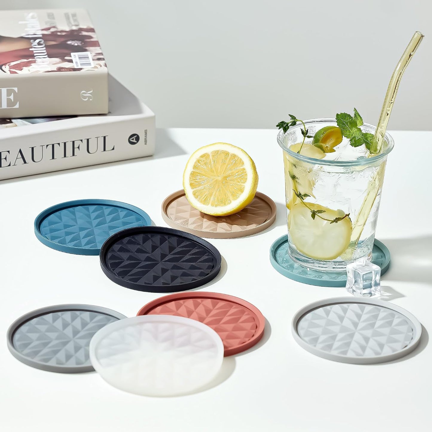 Posavasos silicona paquete 4 antideslizante decoración mesa café