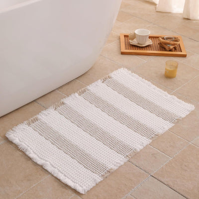 Tapete baño antideslizante bohemio 20x32pulg color blanco