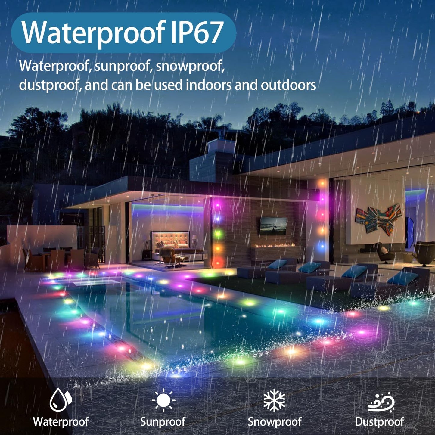 10 Pzas Lámpara RGB empotrable 12V IP67 con control remoto