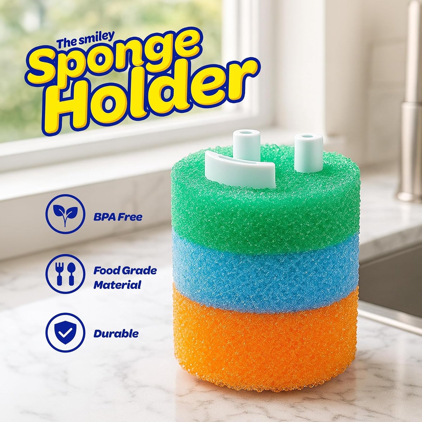 Soporte esponjas con base succión organizador fregadero blanco