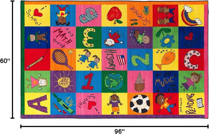 Alfombra educativa para niños 5x8ft antiderrap lavable