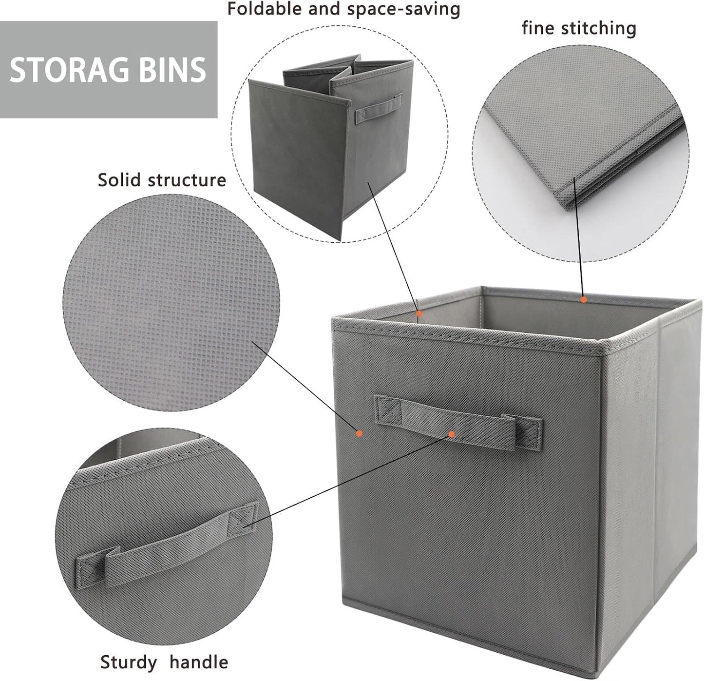 3 Pzas Cubos Almacenamiento Mini 9x7.5" Plegable Gris