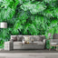 Papel tapiz 3D botánico hoja verde mural grande dormitorio