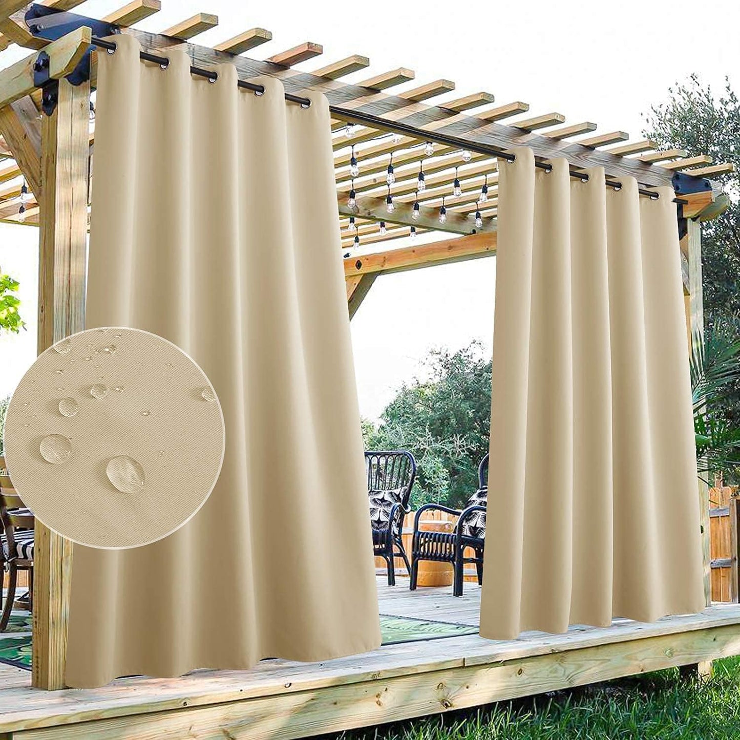 Cortinas impermeables opacas para patio exterior