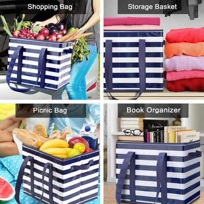 2 Pzas Bolsas Compras Tela Gruesa Resistentes Agua Plegables