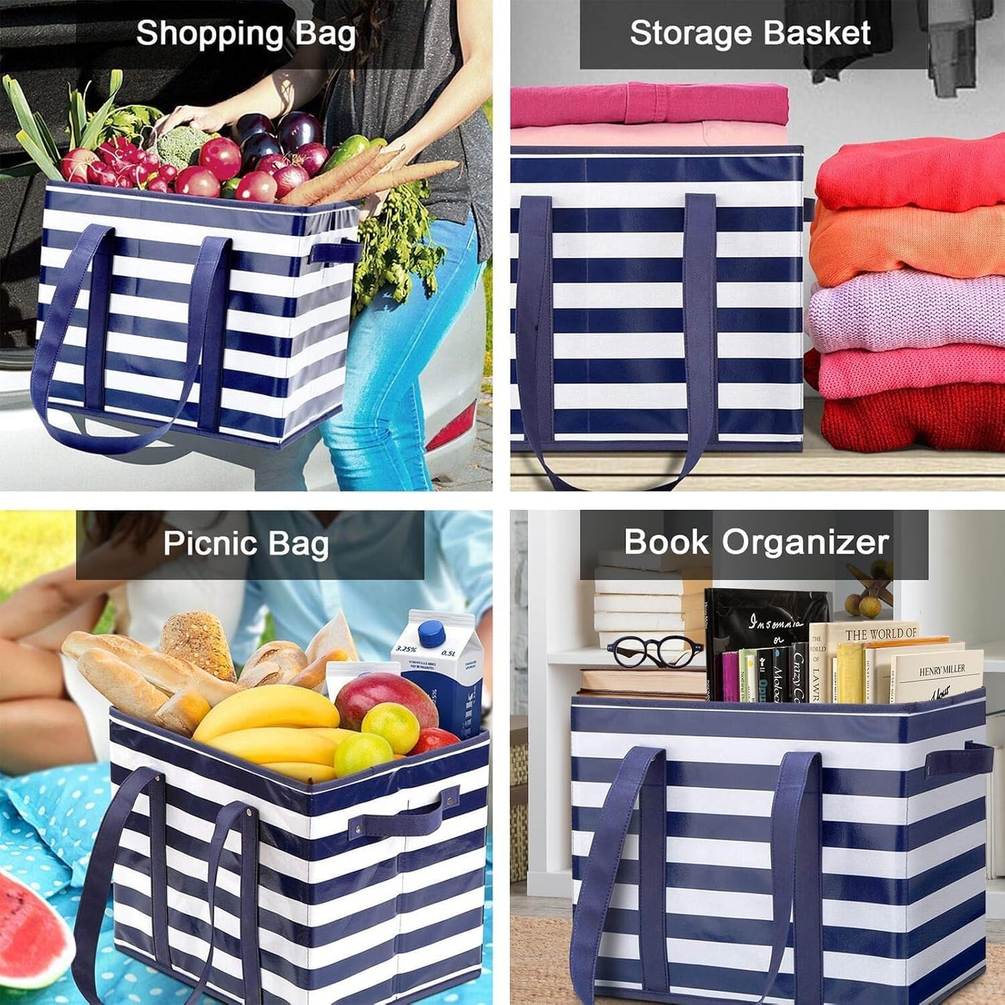 6 Pzas Bolsas Compras Reutilizables Grandes Plegables