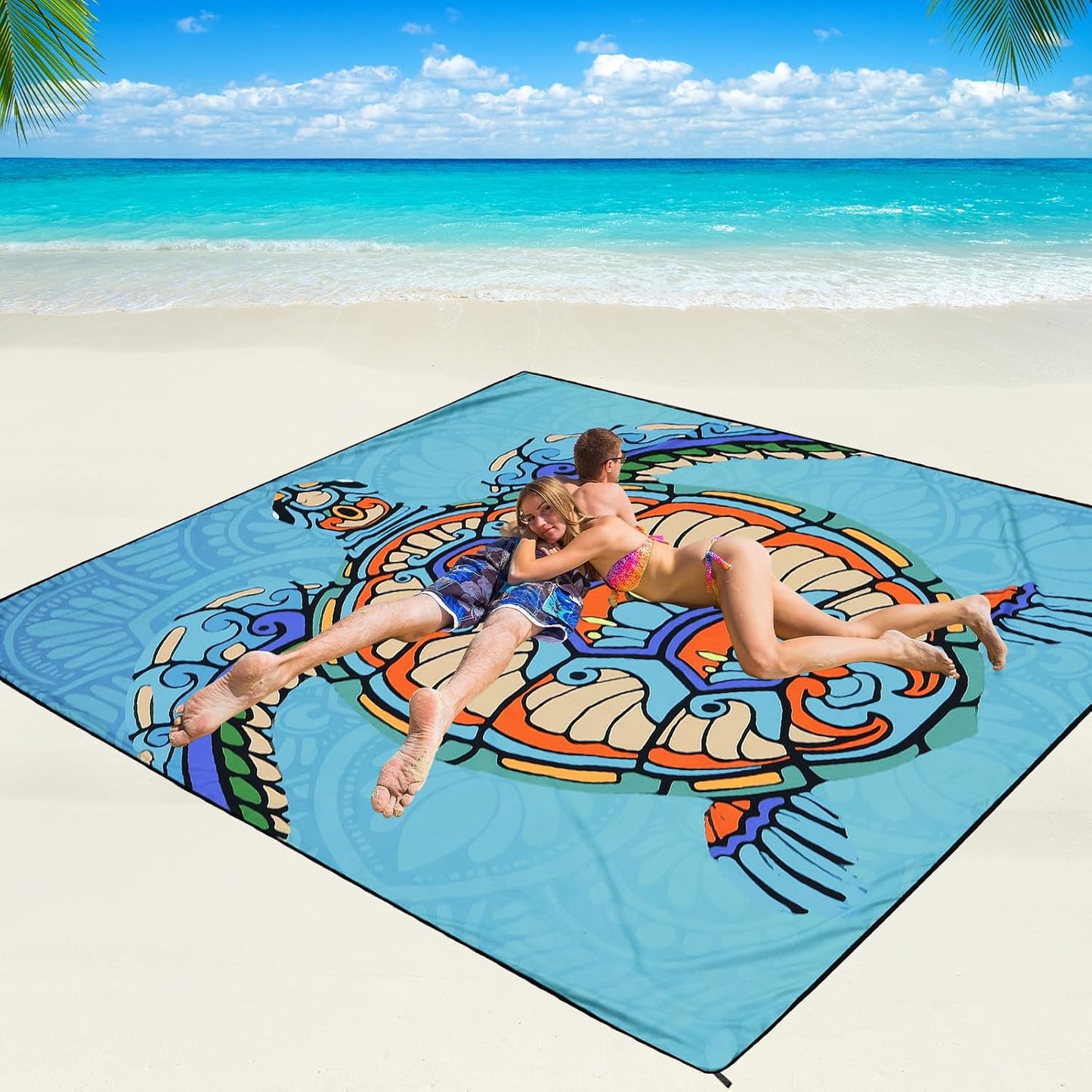 Manta playa impermeable 79x83 pulg para 2-8 adultos