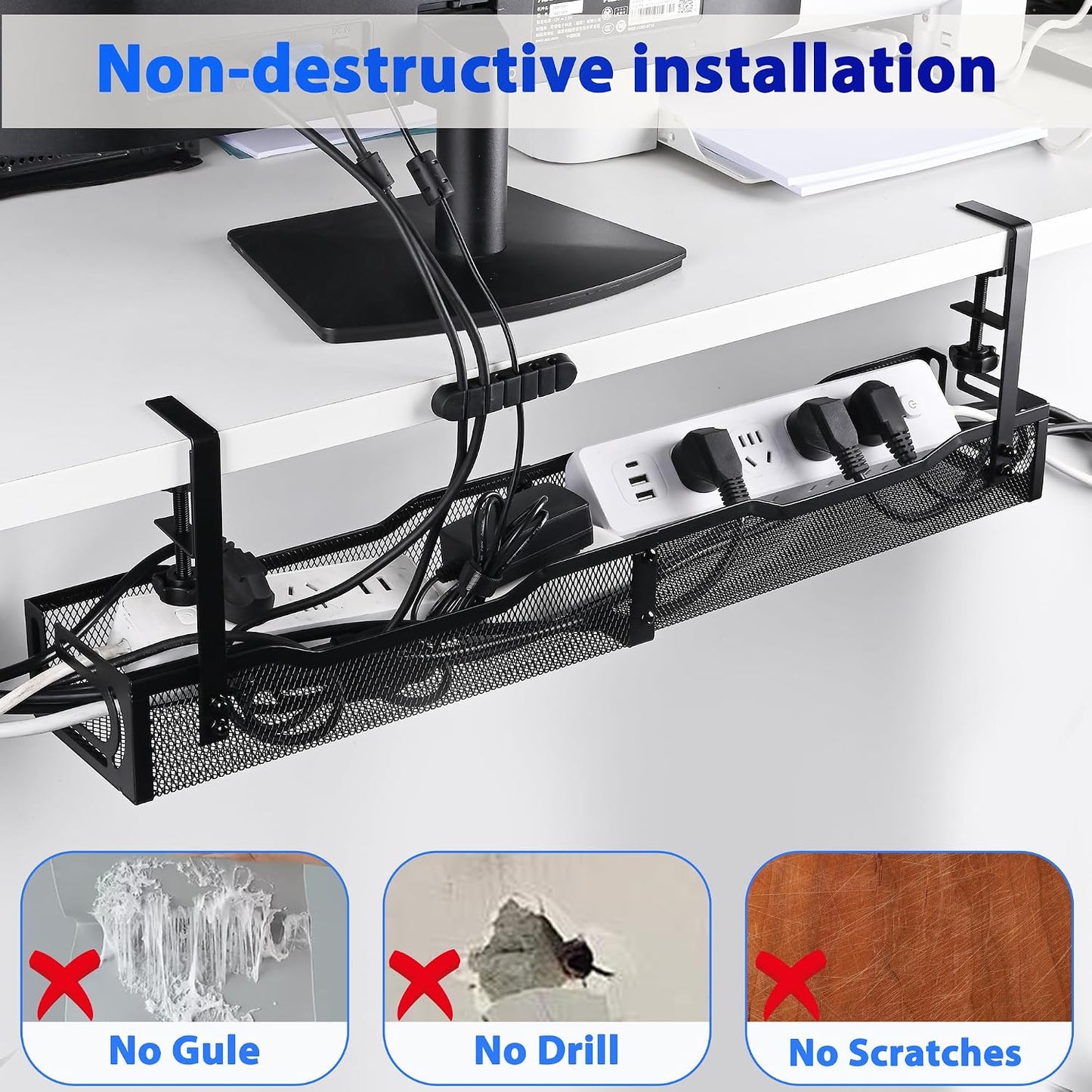 Caja organizadora cables 25.3pulg escritorio oficina hogar