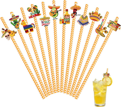 24 popotes a rayas para fiesta mexicana y Cinco de Mayo