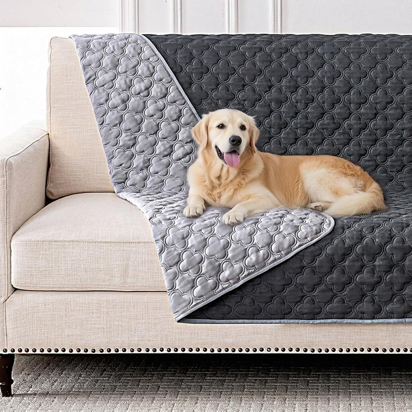 Manta impermeable para perro 52x82pulg gris oscuro y claro