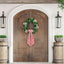 Cinta corona puerta diseño cuadros búfalo rojo blanco