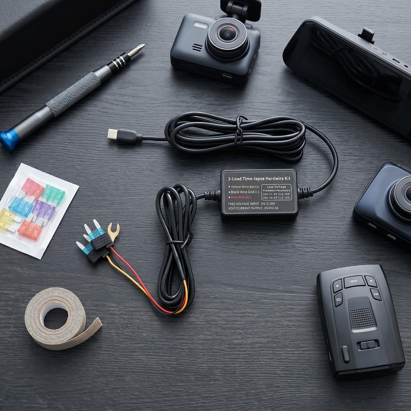 Kit cableado cámara salpicadero adaptador tipo C con fusible