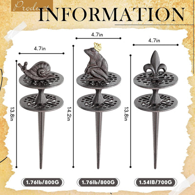 Set 3 Guías Manguera Jardín Estacas Hierro Fundido Decorativas