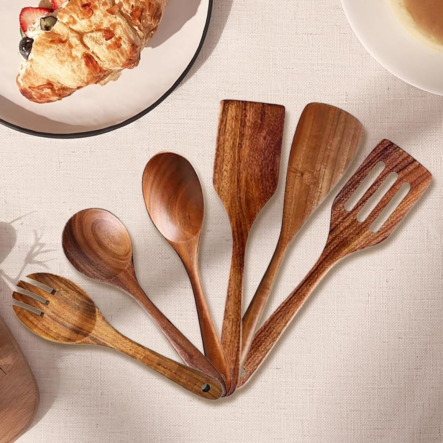 Set 9 Pzas Utensilios Madera con Soporte