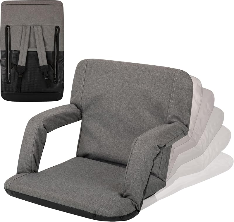 Silla reclinable portátil para estadio gris 38x20x4
