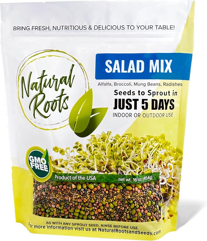Mezcla brotes ensalada 1lb brócoli alfalfa rábano mungo