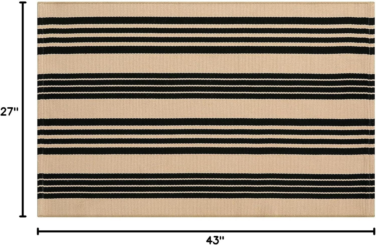 Alfombra puerta rayas negras y caqui reversible