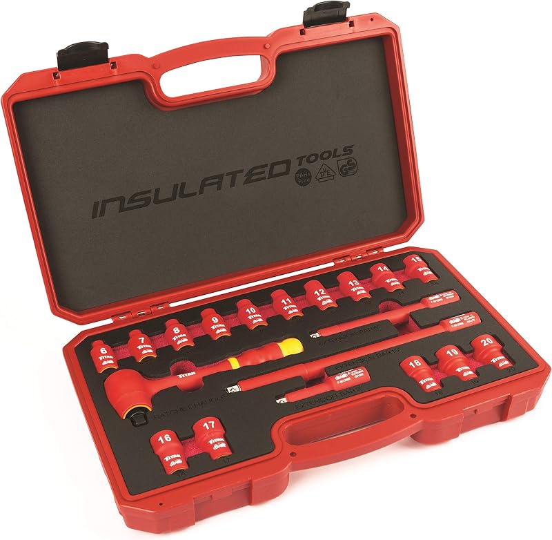 Set 19 Pzas Llaves Vaso 3/8pulg Aislamiento VDE