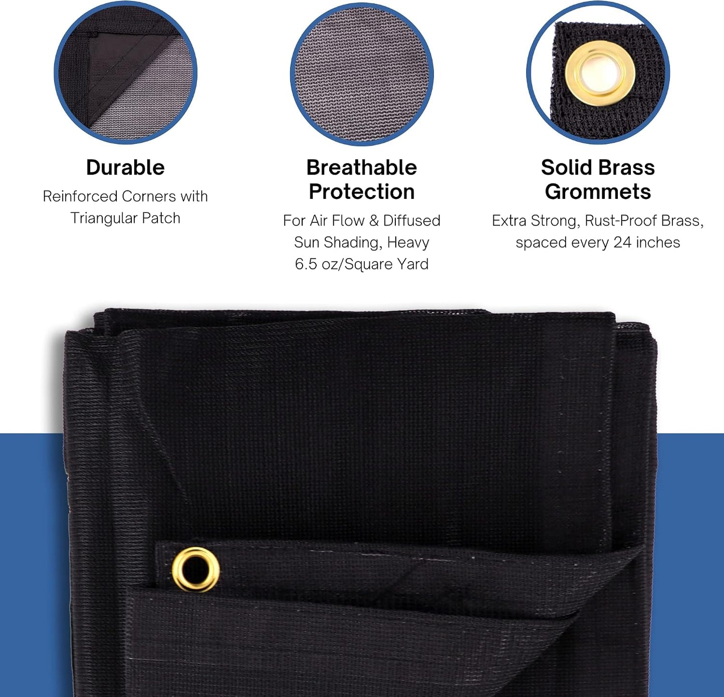 Lona malla negra resistente 8x10ft 6.5oz
