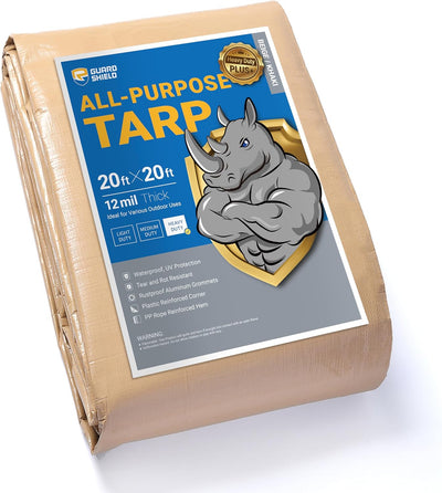 Lona beige impermeable 20x20ft para camping y exteriores