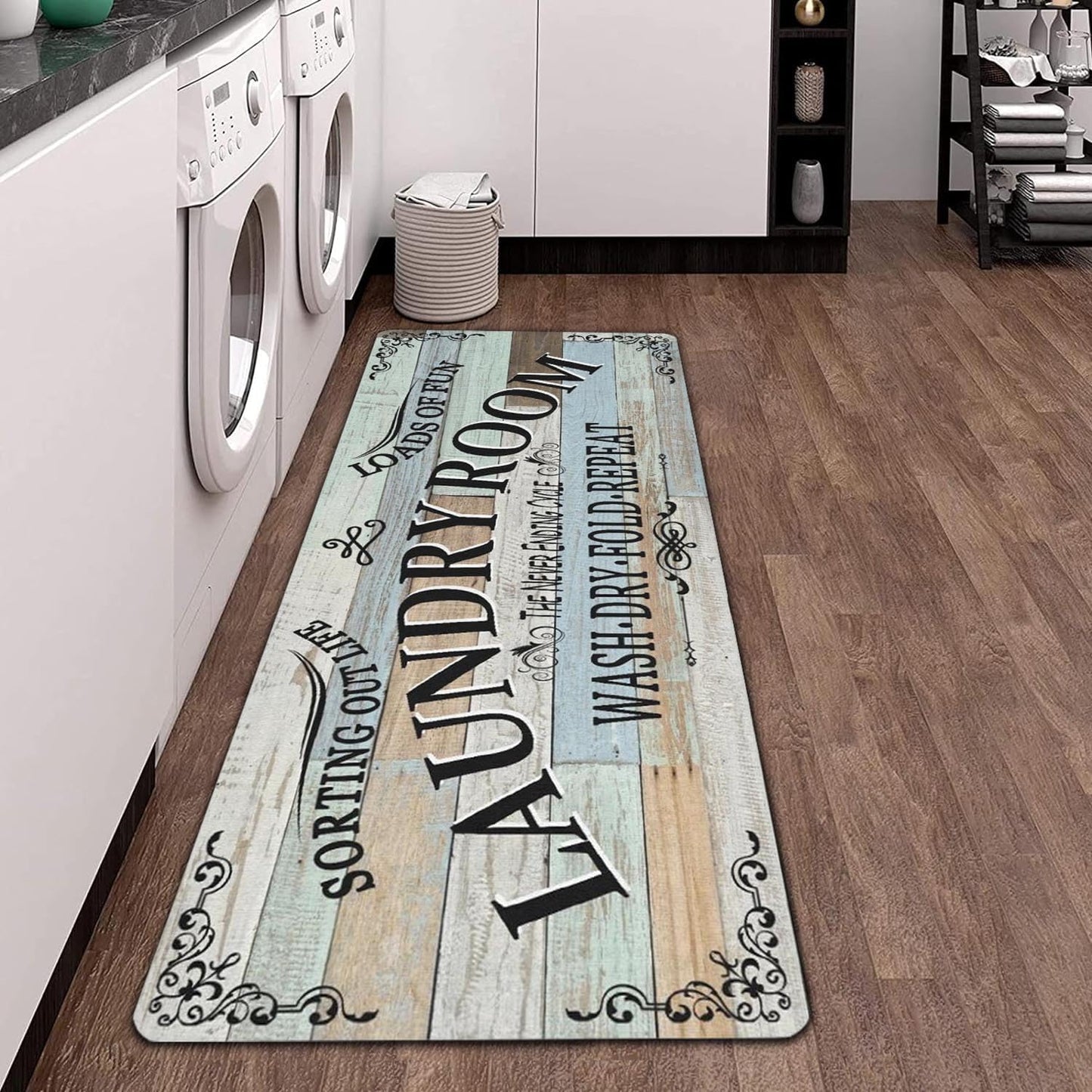 Alfombra antiderrap estilo granja para lavandería y baño