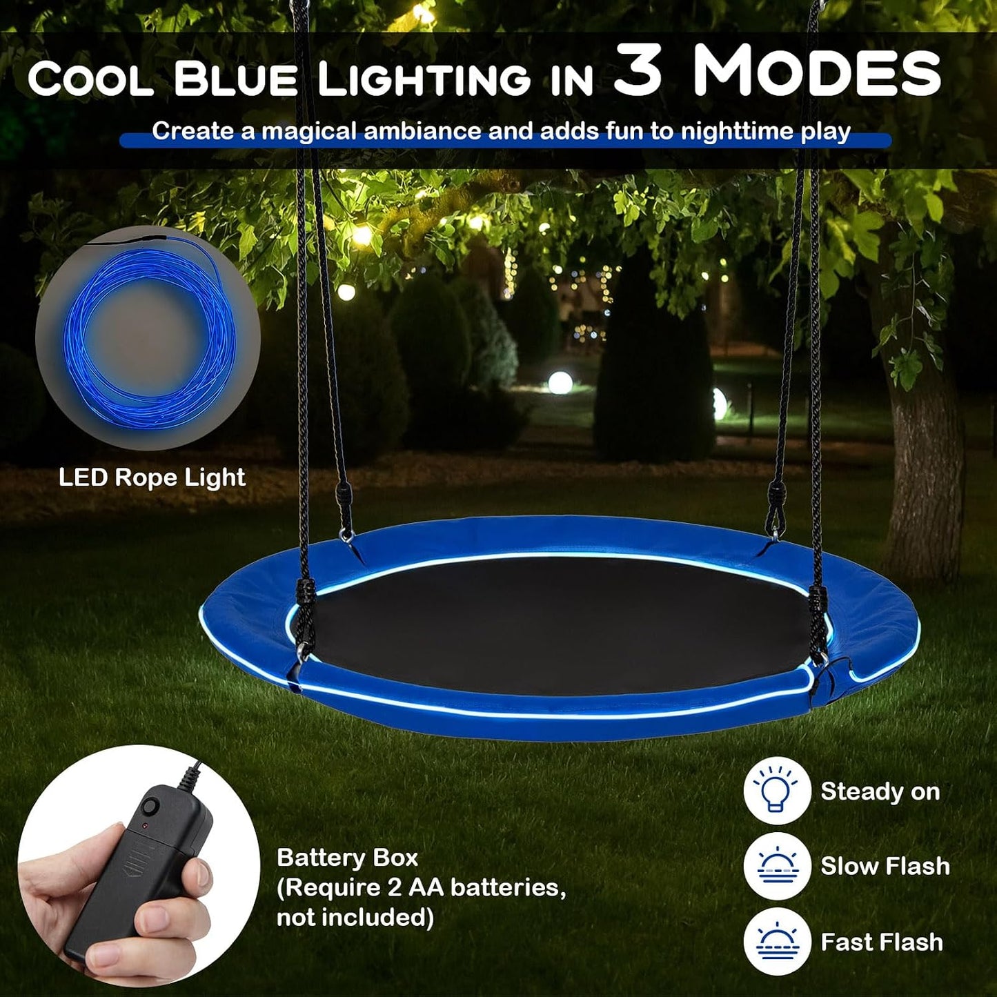 Columpio platillo volador 40pulg con luces LED