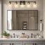 Lámpara baño 5 luces negra dorada vidrio transparente