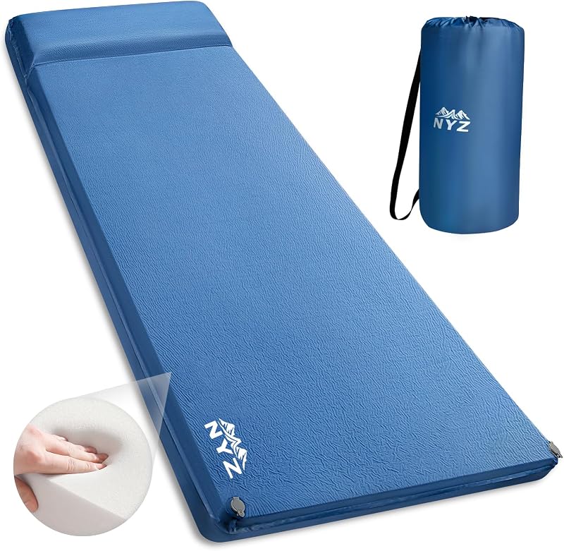 Colchoneta autoinflable espuma visco 3.1pulg con almohada