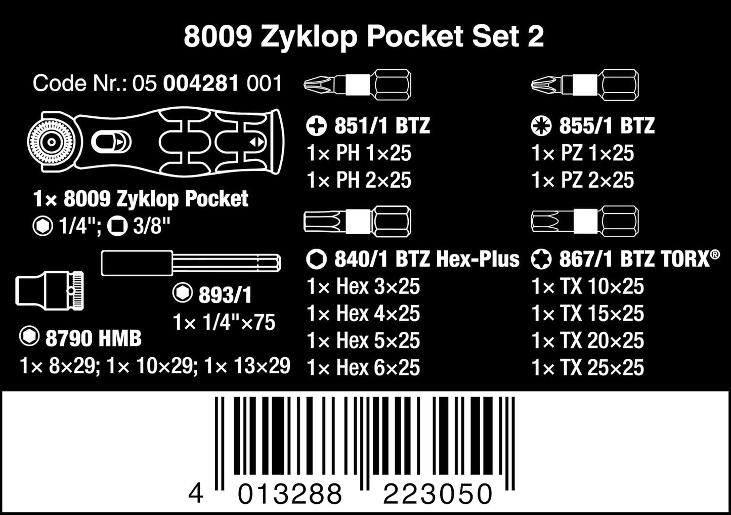 Set trinquete 18 Pzas Zyklop Pocket Set 2