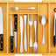 Organiz. cubiertos bambú expandible soporte ajustable set 2