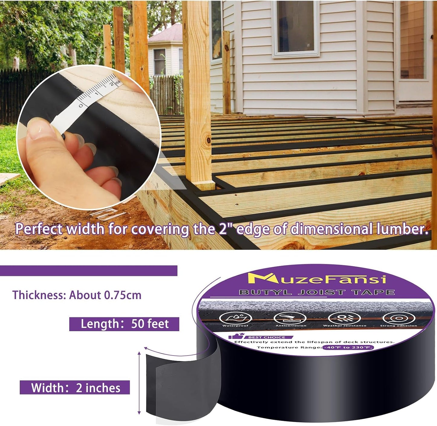 Cinta butilo impermeable 2" x50pies para viguetas 2uds