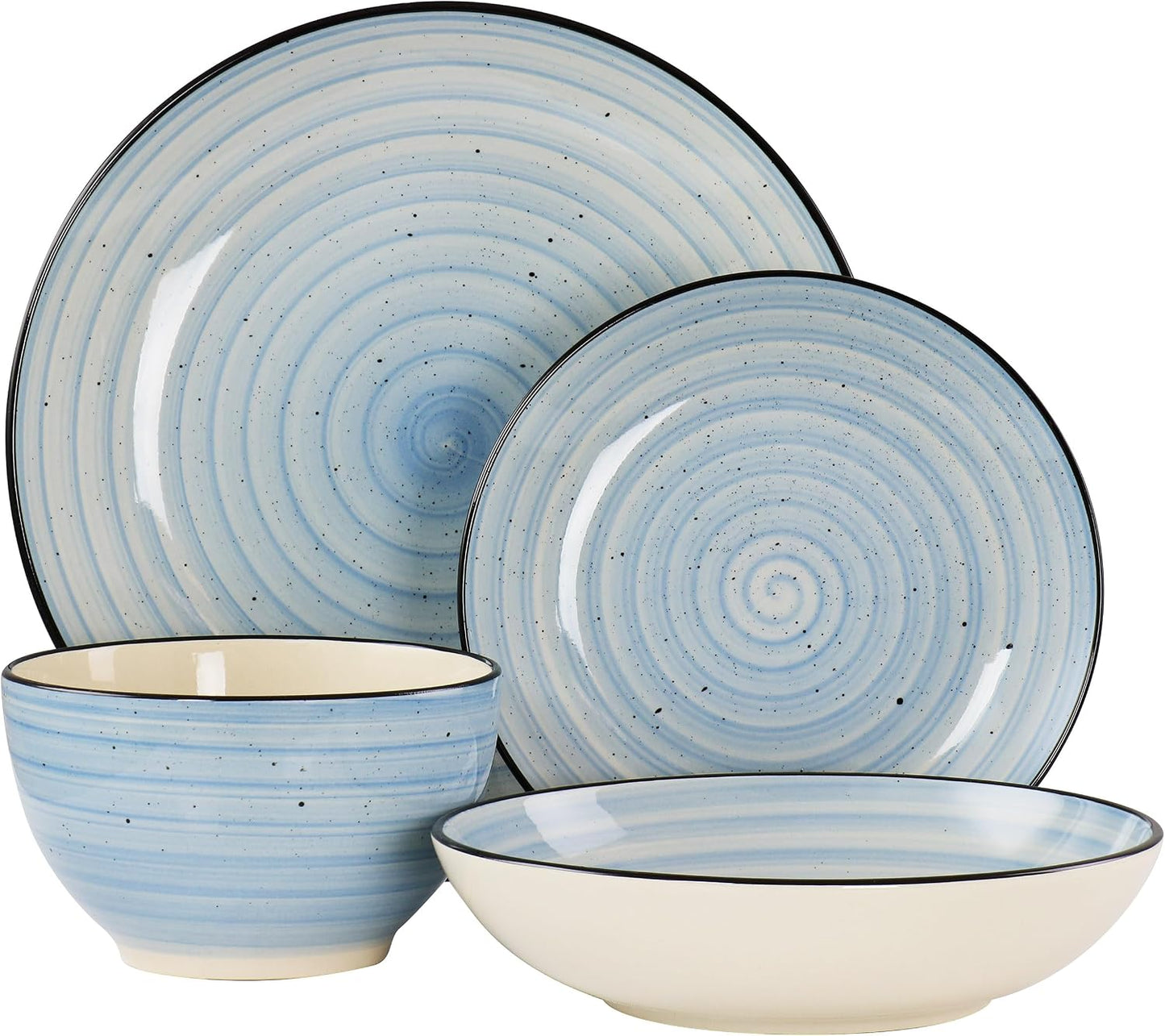 Set 24 Pzas Vajilla Cerámica Azul Claro