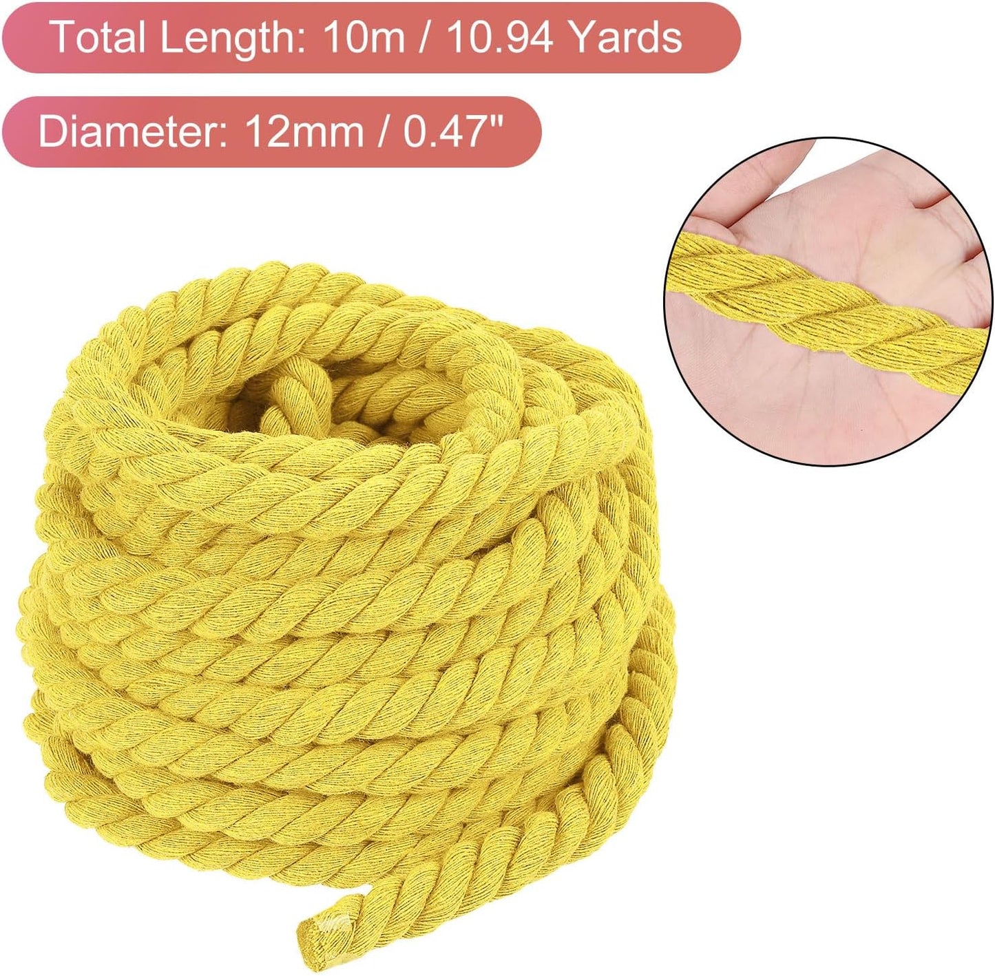 Cuerda algodón trenzada 0.472pulg x 11yd para colgar plantas