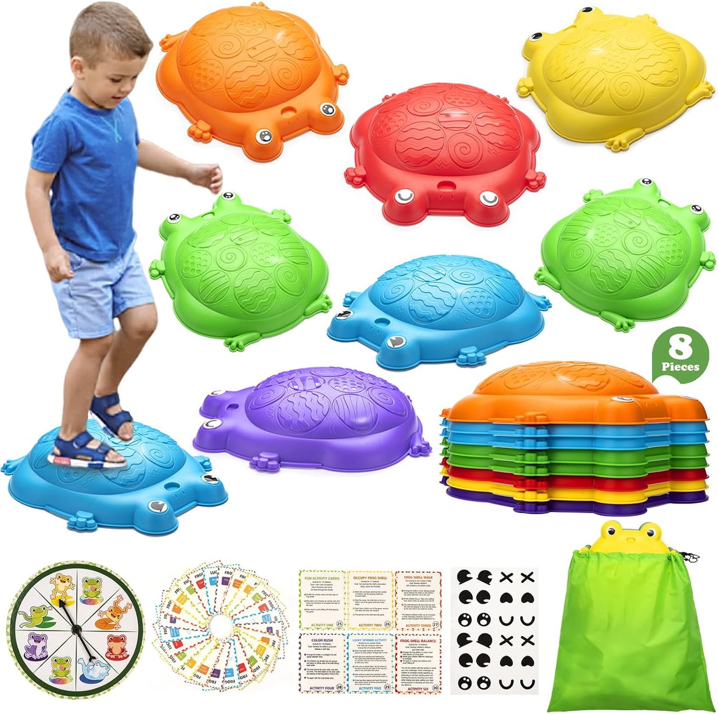 Piedras equilibrio para niños 8 pzas rana interior