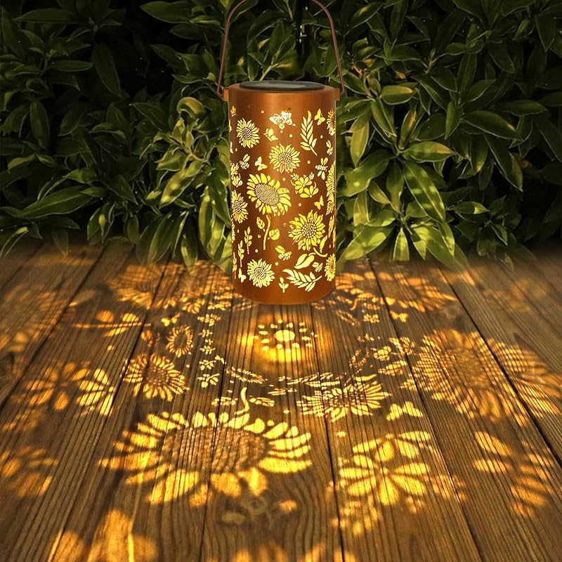 Farol solar girasol colgante para jardín decoración