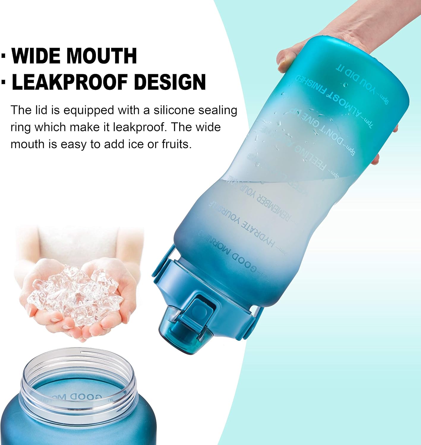 Botella agua sin BPA 64oz marcador motivacional fitness
