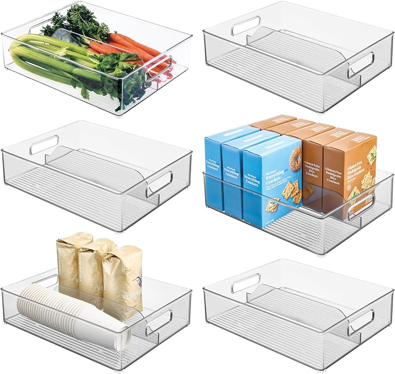 Papelera dividida con asas set 6 transparente